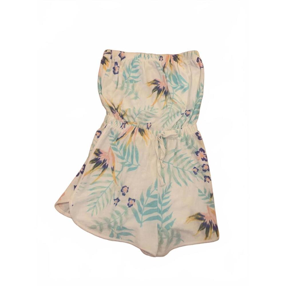 Vintage Women's Floral Print Strapless Romper